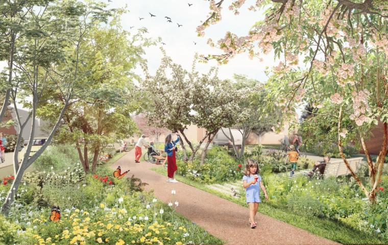 Renderbeeld buurttuin Bethaniënpolder.